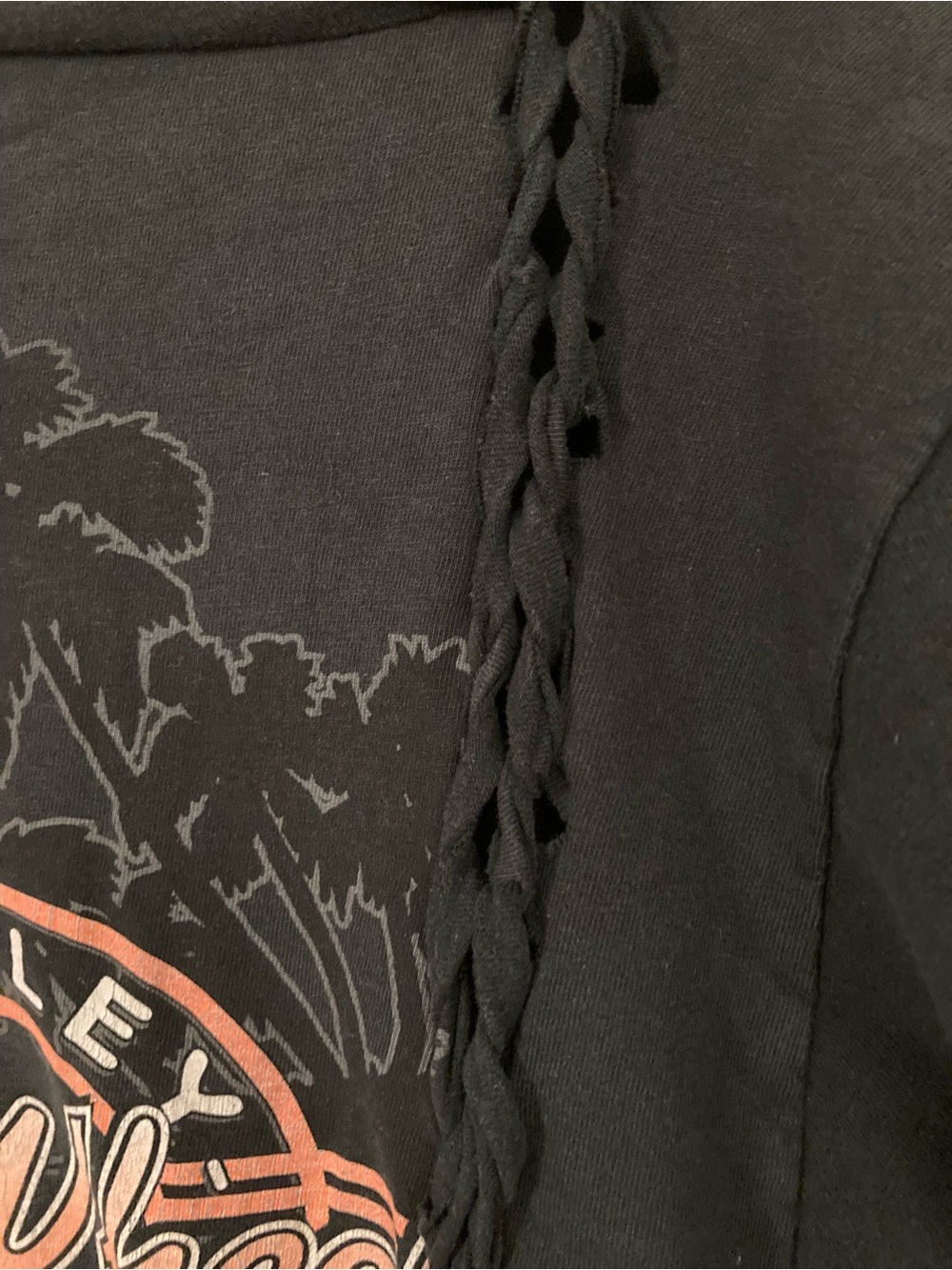 Vintage Harley Davidson Kauai Hawaii Faded Black Distressed V-Neck Top Two Wheel - Picture 5 of 5